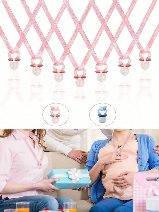 50pcs Mini Baby Pacifier Pendant (With Ribbon), Baby Shower Favors, Birthday Party Decorations, Nursery Decor