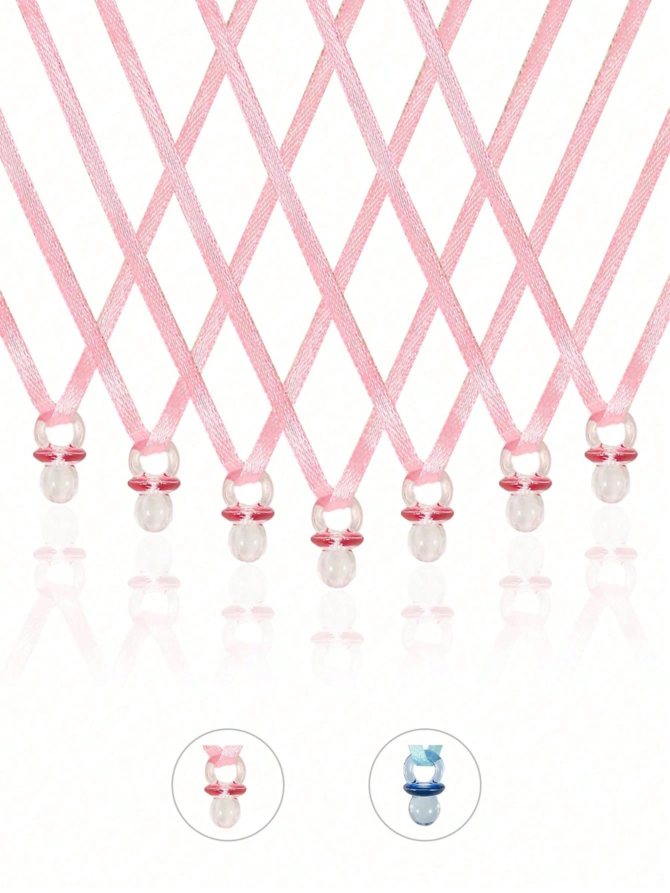 50pcs Mini Baby Pacifier Pendant (With Ribbon), Baby Shower Favors, Birthday Party Decorations, Nursery Decor