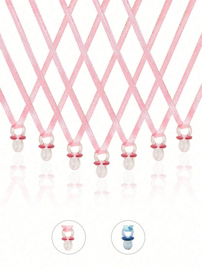 50pcs Mini Baby Pacifier Pendant (With Ribbon), Baby Shower Favors, Birthday Party Decorations, Nursery Decor