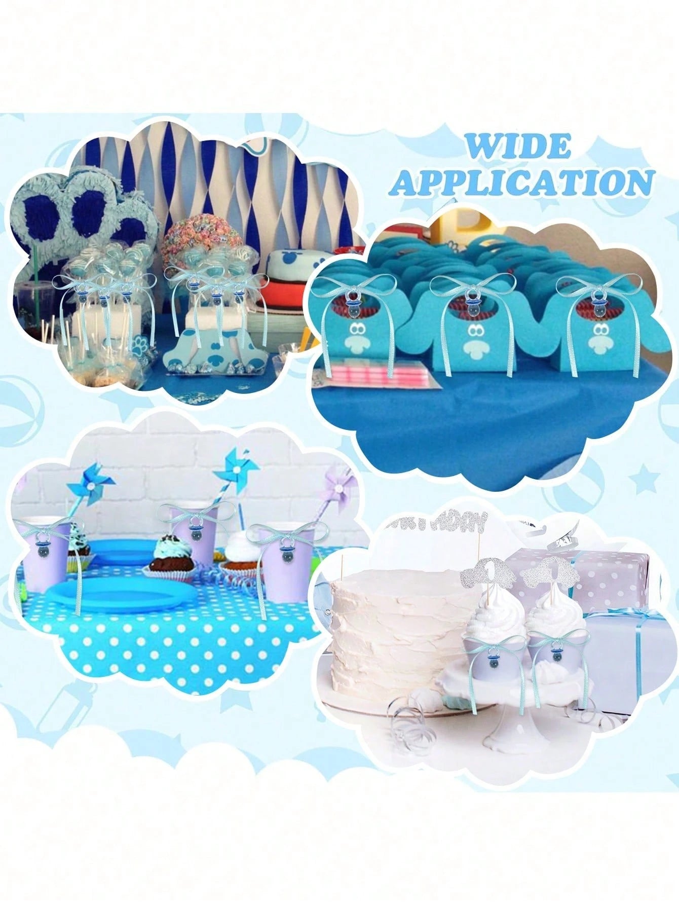 50pcs Mini Baby Pacifier Pendant (With Ribbon), Baby Shower Favors, Birthday Party Decorations, Nursery Decor