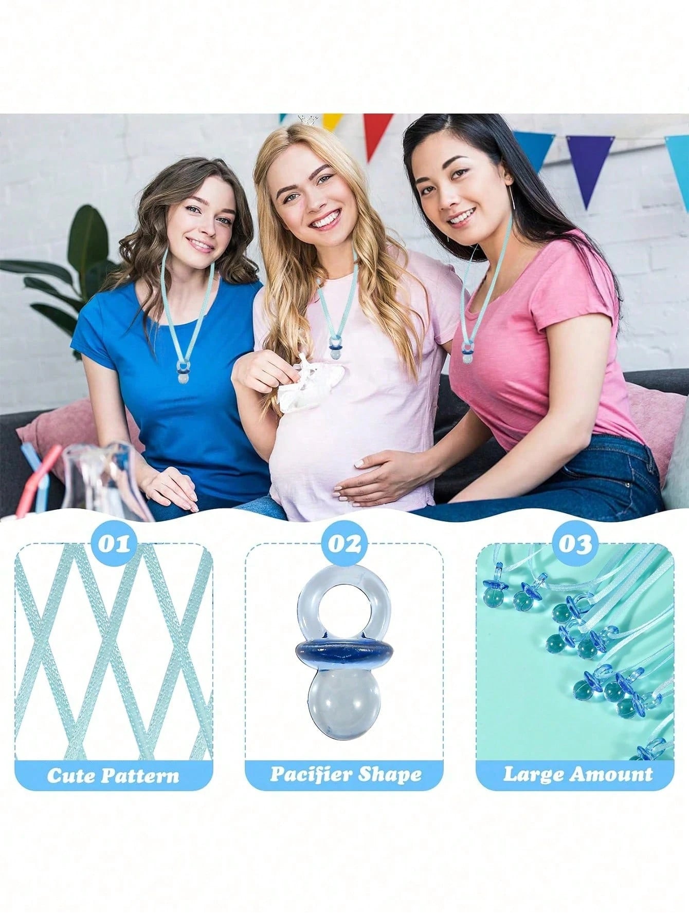 50pcs Mini Baby Pacifier Pendant (With Ribbon), Baby Shower Favors, Birthday Party Decorations, Nursery Decor