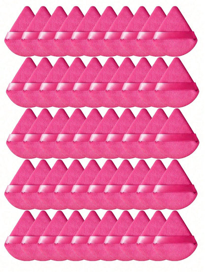50pcs Triangular Velvet Makeup Powder Puff, Facial Powder Puff, Reusable Makeup Powder Puff, Facial And Eye Makeup Powder Puff, Soft Makeup Foundation Make-Up Powder Puff, Makeup Foundation Make-Up Fa