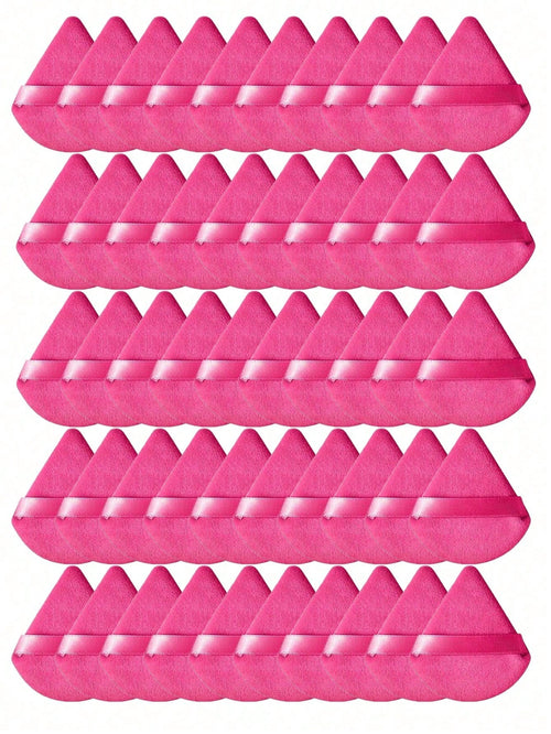 50pcs Triangular Velvet Makeup Powder Puff, Facial Powder Puff, Reusable Makeup Powder Puff, Facial And Eye Makeup Powder Puff, Soft Makeup Foundation Make-Up Powder Puff, Makeup Foundation Make-Up Fa