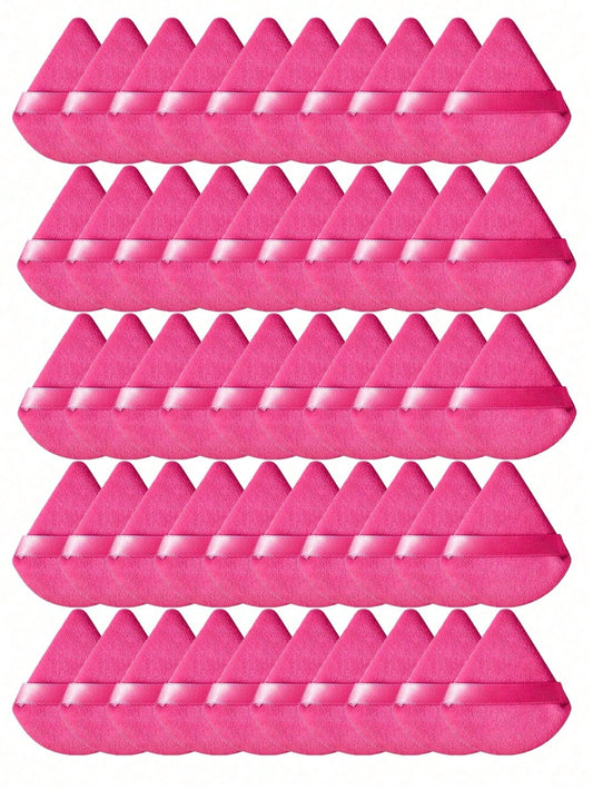 50pcs Triangular Velvet Makeup Powder Puff, Facial Powder Puff, Reusable Makeup Powder Puff, Facial And Eye Makeup Powder Puff, Soft Makeup Foundation Make-Up Powder Puff, Makeup Foundation Make-Up Fa
