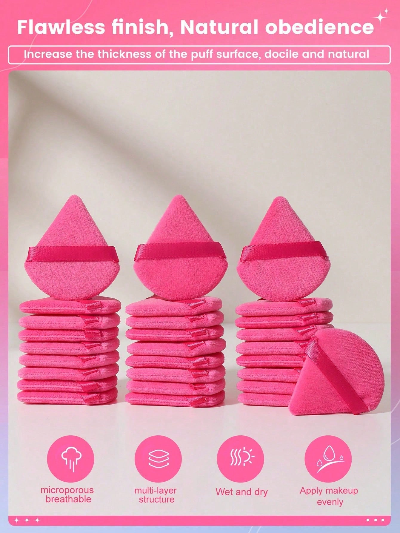 50pcs Triangular Velvet Makeup Powder Puff, Facial Powder Puff, Reusable Makeup Powder Puff, Facial And Eye Makeup Powder Puff, Soft Makeup Foundation Make-Up Powder Puff, Makeup Foundation Make-Up Fa