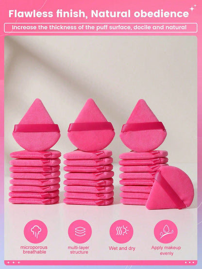 50pcs Triangular Velvet Makeup Powder Puff, Facial Powder Puff, Reusable Makeup Powder Puff, Facial And Eye Makeup Powder Puff, Soft Makeup Foundation Make-Up Powder Puff, Makeup Foundation Make-Up Fa