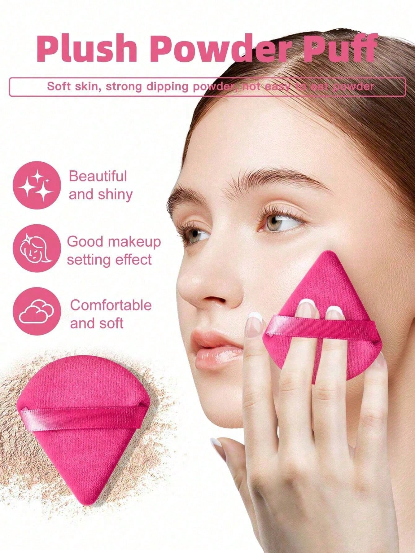 50pcs Triangular Velvet Makeup Powder Puff, Facial Powder Puff, Reusable Makeup Powder Puff, Facial And Eye Makeup Powder Puff, Soft Makeup Foundation Make-Up Powder Puff, Makeup Foundation Make-Up Fa