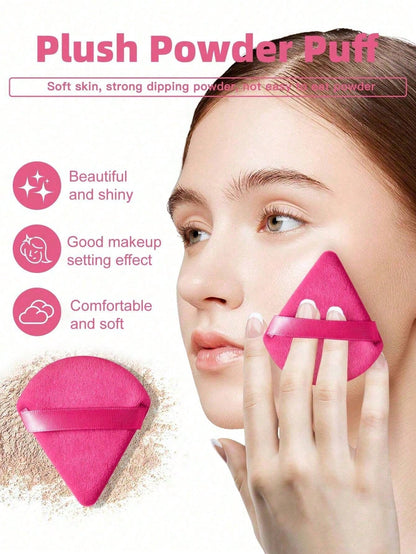 50pcs Triangular Velvet Makeup Powder Puff, Facial Powder Puff, Reusable Makeup Powder Puff, Facial And Eye Makeup Powder Puff, Soft Makeup Foundation Make-Up Powder Puff, Makeup Foundation Make-Up Fa