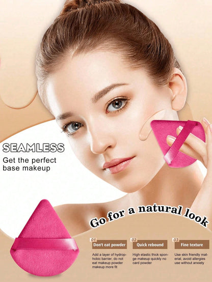 50pcs Triangular Velvet Makeup Powder Puff, Facial Powder Puff, Reusable Makeup Powder Puff, Facial And Eye Makeup Powder Puff, Soft Makeup Foundation Make-Up Powder Puff, Makeup Foundation Make-Up Fa