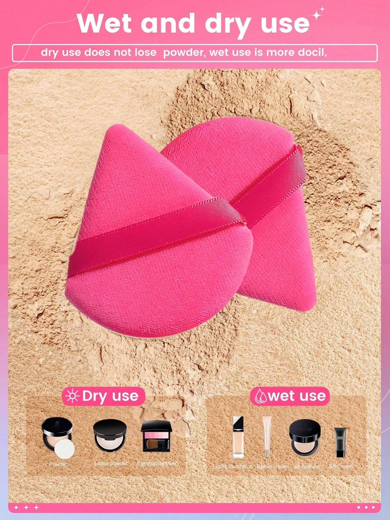 50pcs Triangular Velvet Makeup Powder Puff, Facial Powder Puff, Reusable Makeup Powder Puff, Facial And Eye Makeup Powder Puff, Soft Makeup Foundation Make-Up Powder Puff, Makeup Foundation Make-Up Fa