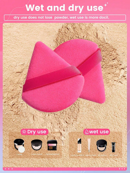 50pcs Triangular Velvet Makeup Powder Puff, Facial Powder Puff, Reusable Makeup Powder Puff, Facial And Eye Makeup Powder Puff, Soft Makeup Foundation Make-Up Powder Puff, Makeup Foundation Make-Up Fa