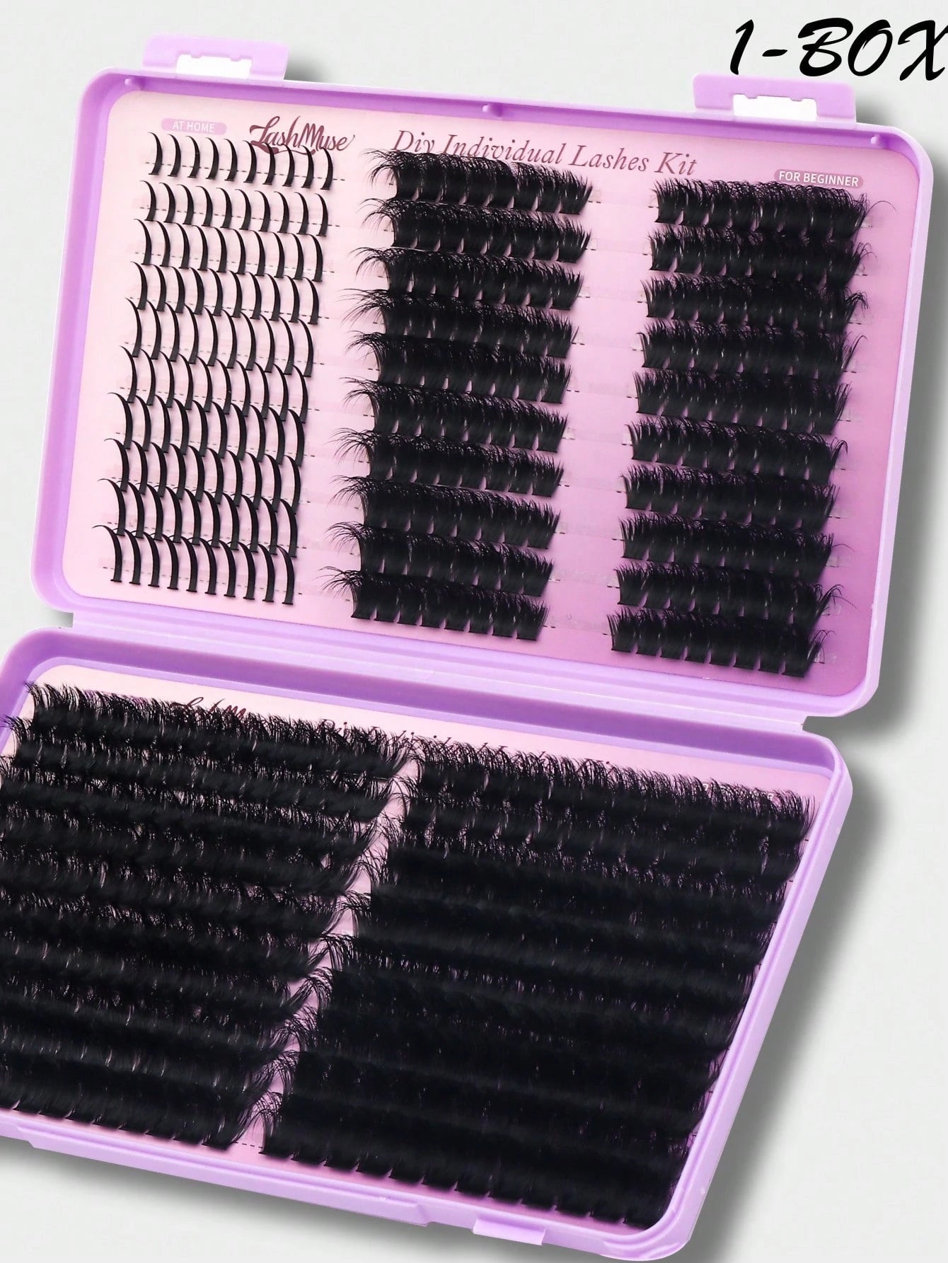520Pcs D-Curl Volume Lashes Extension Kit, Natural Length, Fluffy False Eyelashes, 3D Natural Eyemakeup, Kit Includes Lash Glue, Tweezers And Brush, Reusable, Lightweight And Easy To Use. Great For Ho
