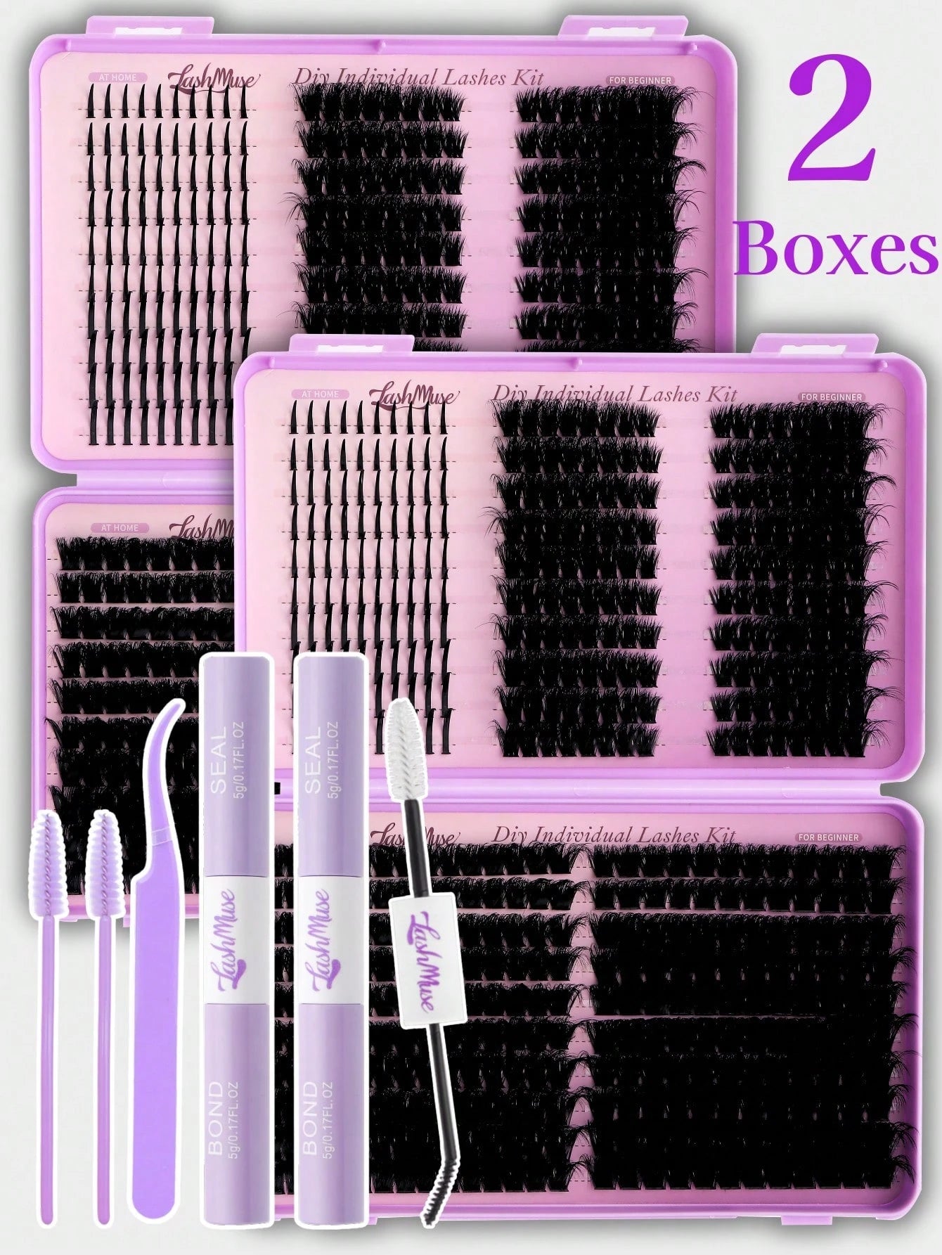 520Pcs D-Curl Volume Lashes Extension Kit, Natural Length, Fluffy False Eyelashes, 3D Natural Eyemakeup, Kit Includes Lash Glue, Tweezers And Brush, Reusable, Lightweight And Easy To Use. Great For Ho