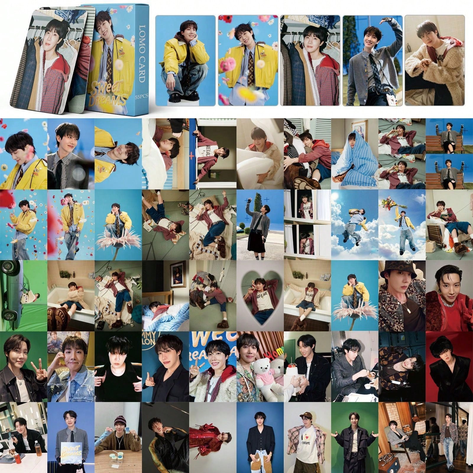 55pcs New JHOPE Zheng Hao-Xi Solo Album Card SWEET Star DREAMS LOMO Card- Star Card, Collectible Card, Can Be Stored In Card Album, Wallet, Backpack, Etc., Also Can Be Used As Decoration, Desktop Orn