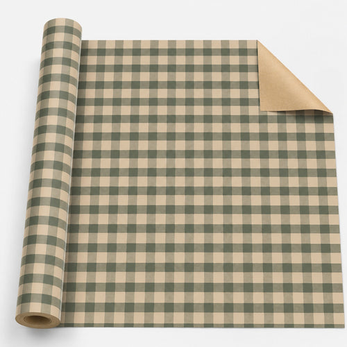 5m Roll Kraft Paper With Green Plaid Pattern, 43cm X 500cm Thick Gift Wrapping Paper For Christmas, New Year, Birthday, Bachelorette Party, Holiday Decoration
