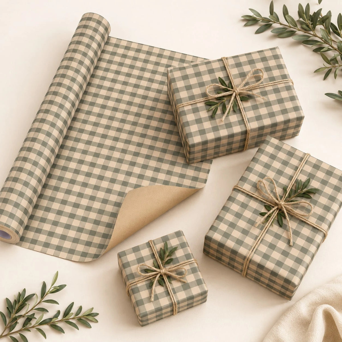 5m Roll Kraft Paper With Green Plaid Pattern, 43cm X 500cm Thick Gift Wrapping Paper For Christmas, New Year, Birthday, Bachelorette Party, Holiday Decoration