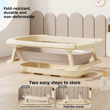 5pc Baby Bath Set With Foldable Bathtub, Thermometer & Soft Cushion, Portable Infant To Toddler Bath Kit With Pail, Scoop & Basin