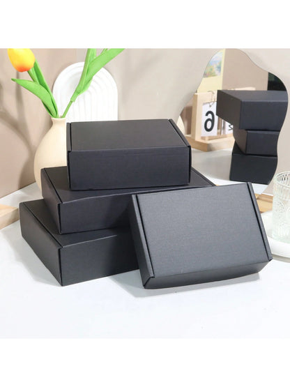 5pcs Black Shipping Boxes, Packaging Materials, Carton Boxes, Corrugated Cardboard Boxes, Postal Paper Boxes, Gift Boxes, Corrugated Paper Boxes, Express Boxes, Packing Boxes Back To School
