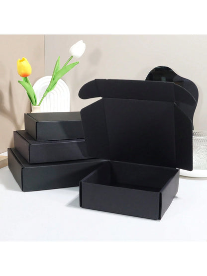 5pcs Black Shipping Boxes, Packaging Materials, Carton Boxes, Corrugated Cardboard Boxes, Postal Paper Boxes, Gift Boxes, Corrugated Paper Boxes, Express Boxes, Packing Boxes Back To School