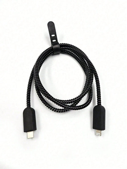 5pcs Black TPU Anti-Drop Charger Protector Case, Cable Winder Compatible With Apple 18W/20W Charger