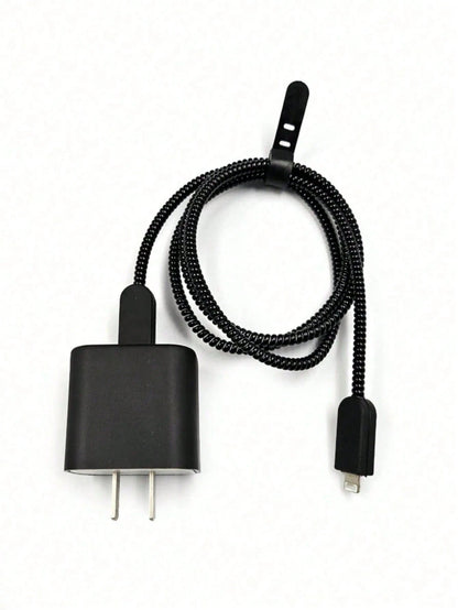 5pcs Black TPU Anti-Drop Charger Protector Case, Cable Winder Compatible With Apple 18W/20W Charger