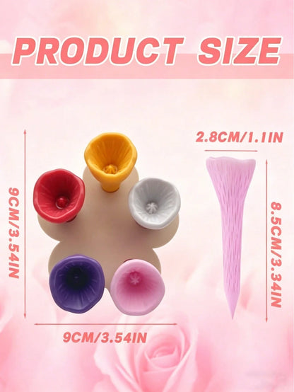 5pcs Colorful Bee Watering Set, Bee & Insect Drinking Cup, Multicolor Bee Watering Station With Wooden Base, Suitable For Outdoor, Garden, Balcony, Potted Plants, Creative Gardening Decor, Practical G