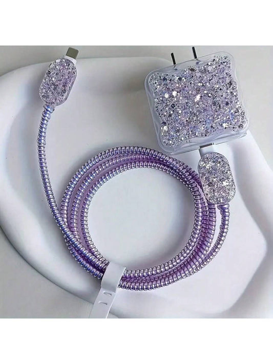 5pcs Glitter TPU Phone Charger Protective Covers, Compatible With 18/20W Apple Chargers, Great Gift Choice