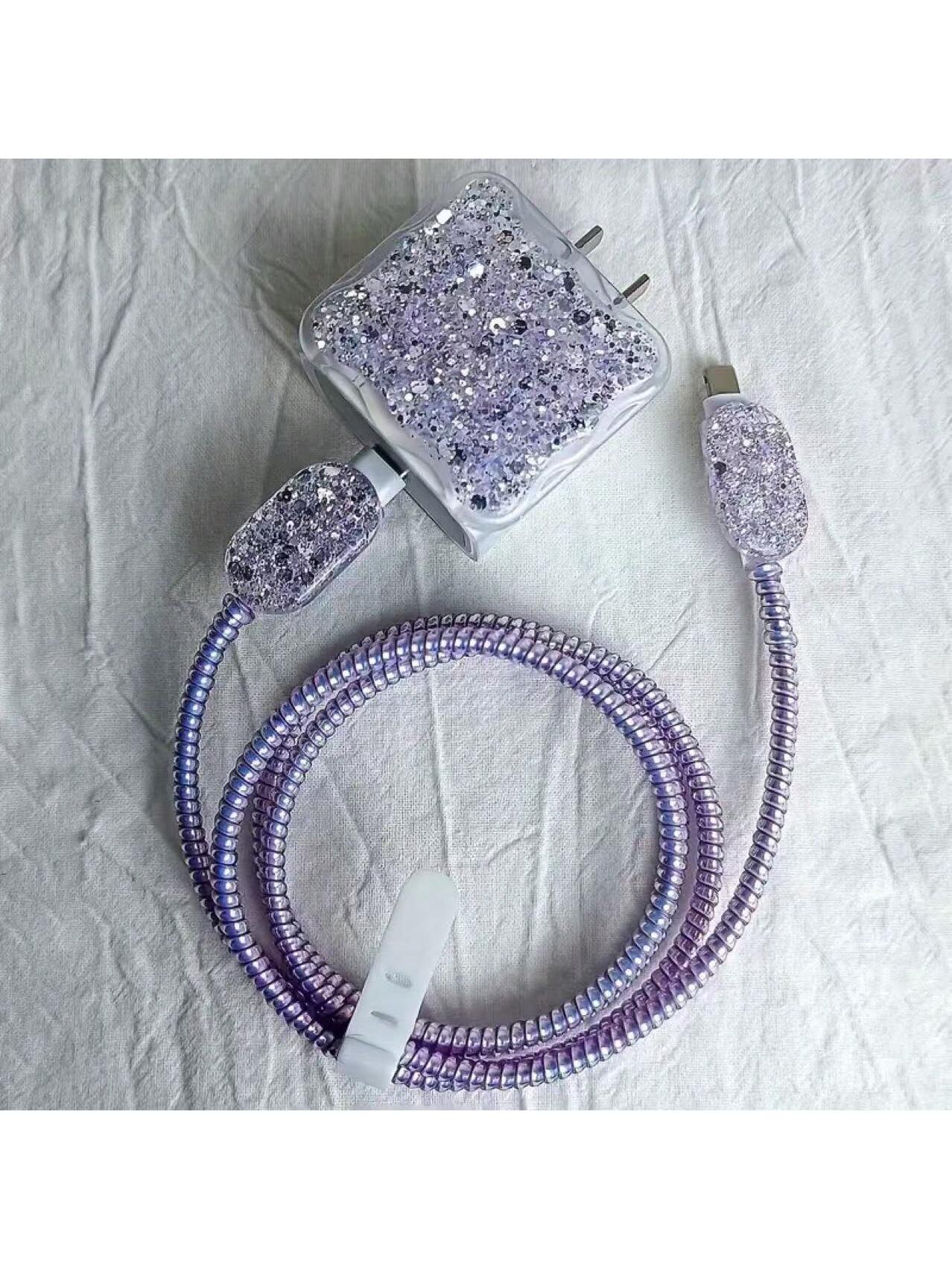 5pcs Glitter TPU Phone Charger Protective Covers, Compatible With 18/20W Apple Chargers, Great Gift Choice