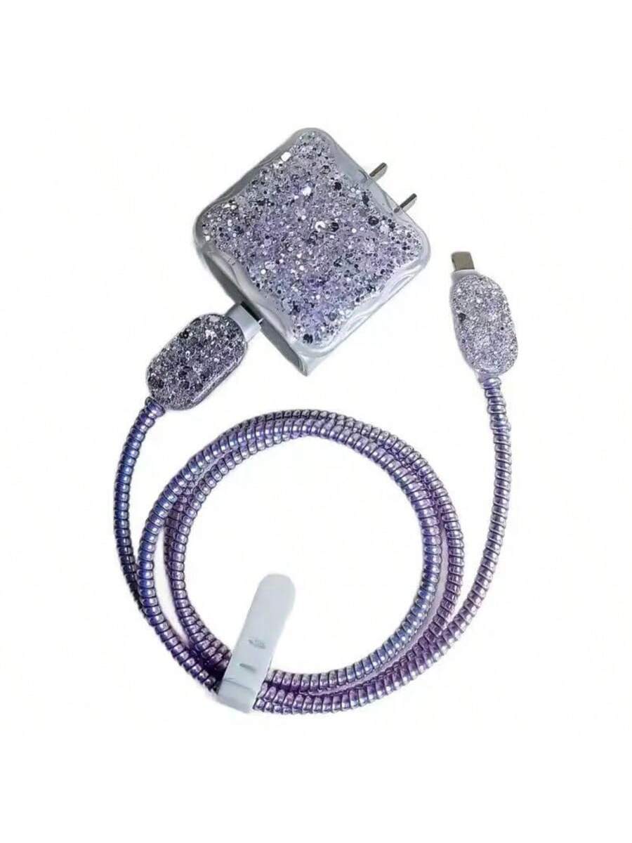 5pcs Glitter TPU Phone Charger Protective Covers, Compatible With 18/20W Apple Chargers, Great Gift Choice