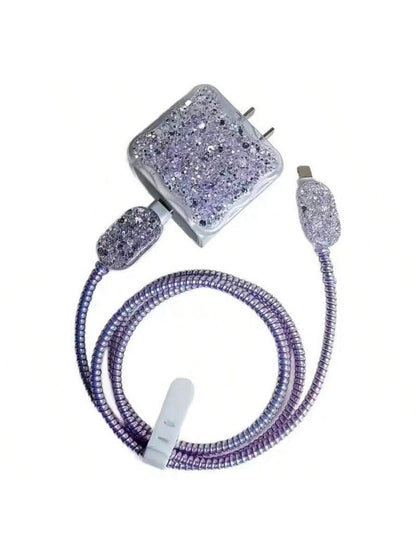 5pcs Glitter TPU Phone Charger Protective Covers, Compatible With 18/20W Apple Chargers, Great Gift Choice