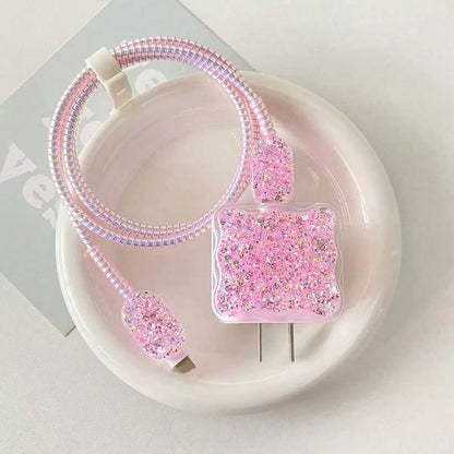 5pcs Glitter TPU Phone Charger Protective Covers, Compatible With 18/20W Apple Chargers, Great Gift Choice