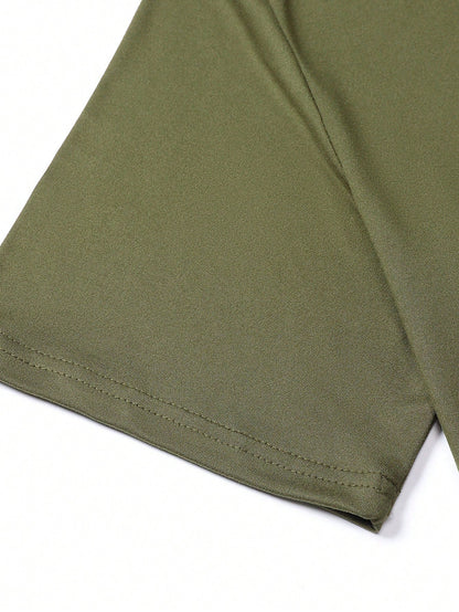 5pcs Men's Summer Regular Fit Short Sleeve T-Shirts, Solid Color Basic Style, Fashion Casual Sports Outdoor Wear, Thin Fabric, Suitable For Running, Basketball, Camping, Gym, Swimming And Beach, Perfe
