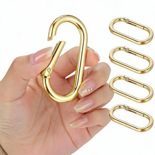 5pcs Oval Carabiners, Metal Spring Keychain, Trigger Snap Hook Keyring, Heavy Duty Oval Dog Tag Clips, Suitable For Bag, Wallet, Keychain Replacement