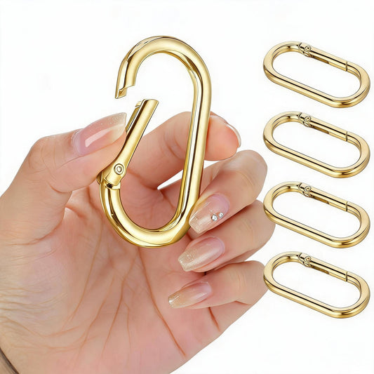 5pcs Oval Carabiners, Metal Spring Keychain, Trigger Snap Hook Keyring, Heavy Duty Oval Dog Tag Clips, Suitable For Bag, Wallet, Keychain Replacement