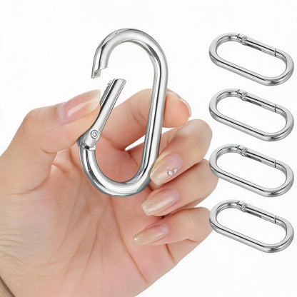 5pcs Oval Carabiners, Metal Spring Keychain, Trigger Snap Hook Keyring, Heavy Duty Oval Dog Tag Clips, Suitable For Bag, Wallet, Keychain Replacement