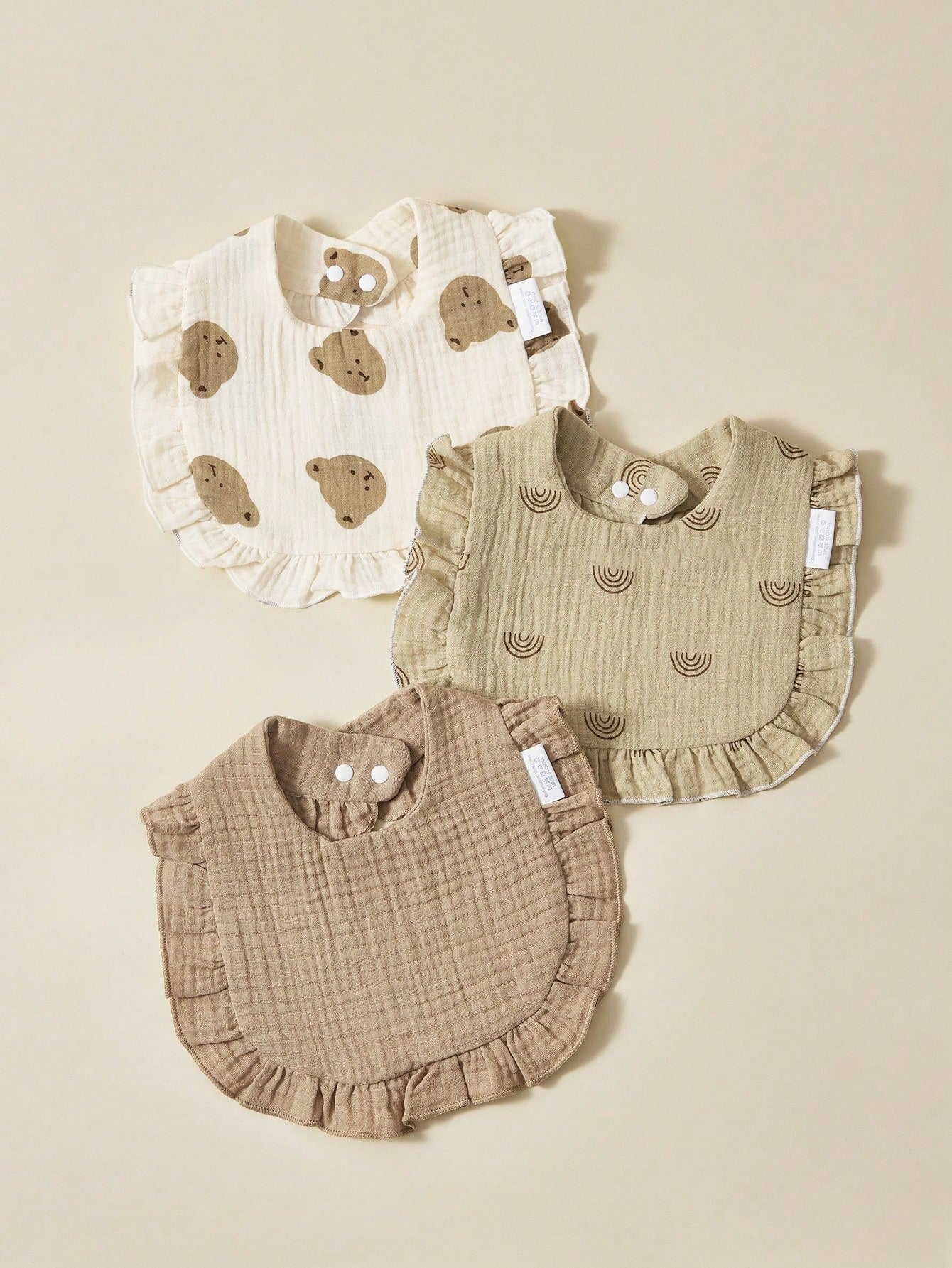 5pcs/Pack 100% Cotton Baby U-Shaped Bibs, Drool Cloths, Absorbent Burp Cloths, Dinosaur & Star Patterns For Baby Boys