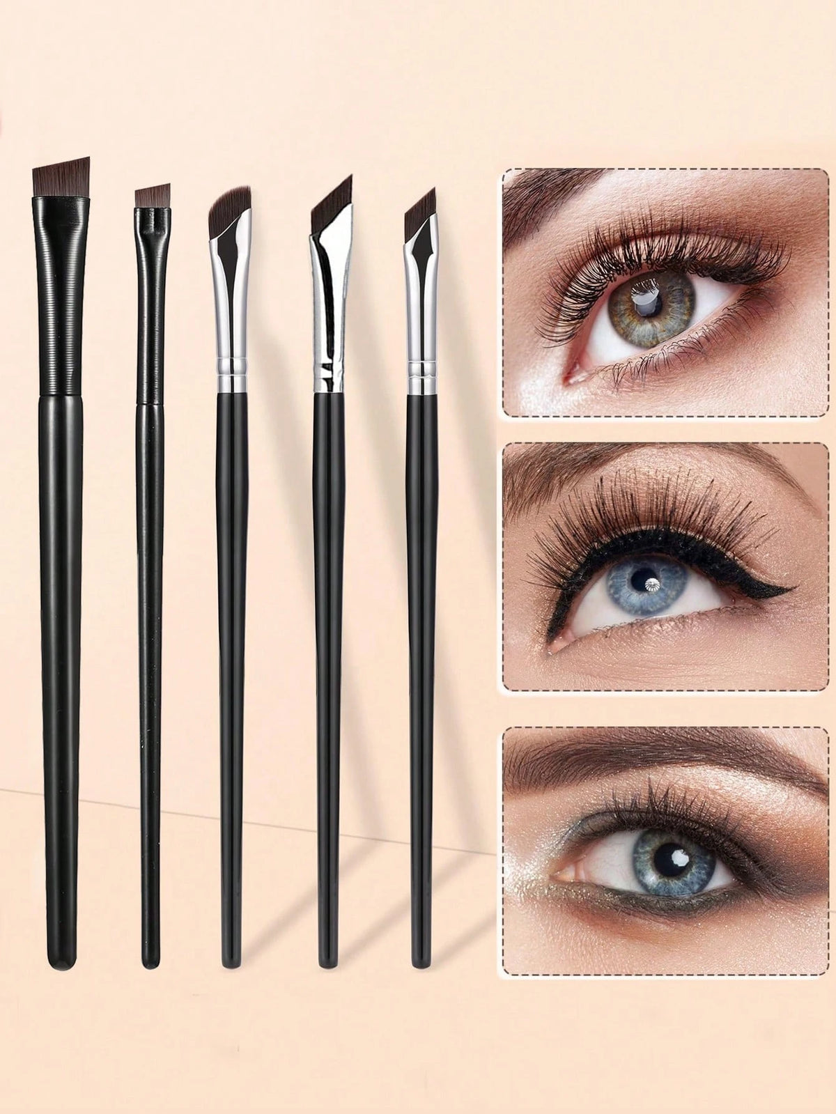 5pcs Precision Eye Makeup Brushes Including Scythe Shaped Eyeliner Brush, Angled Eyeliner Brush, And Eyebrow Brush For Easy And Beautiful Eye Makeup,Eyebrow Brush,Eyeshadow Brush,Spoolie,Spoolie Brush