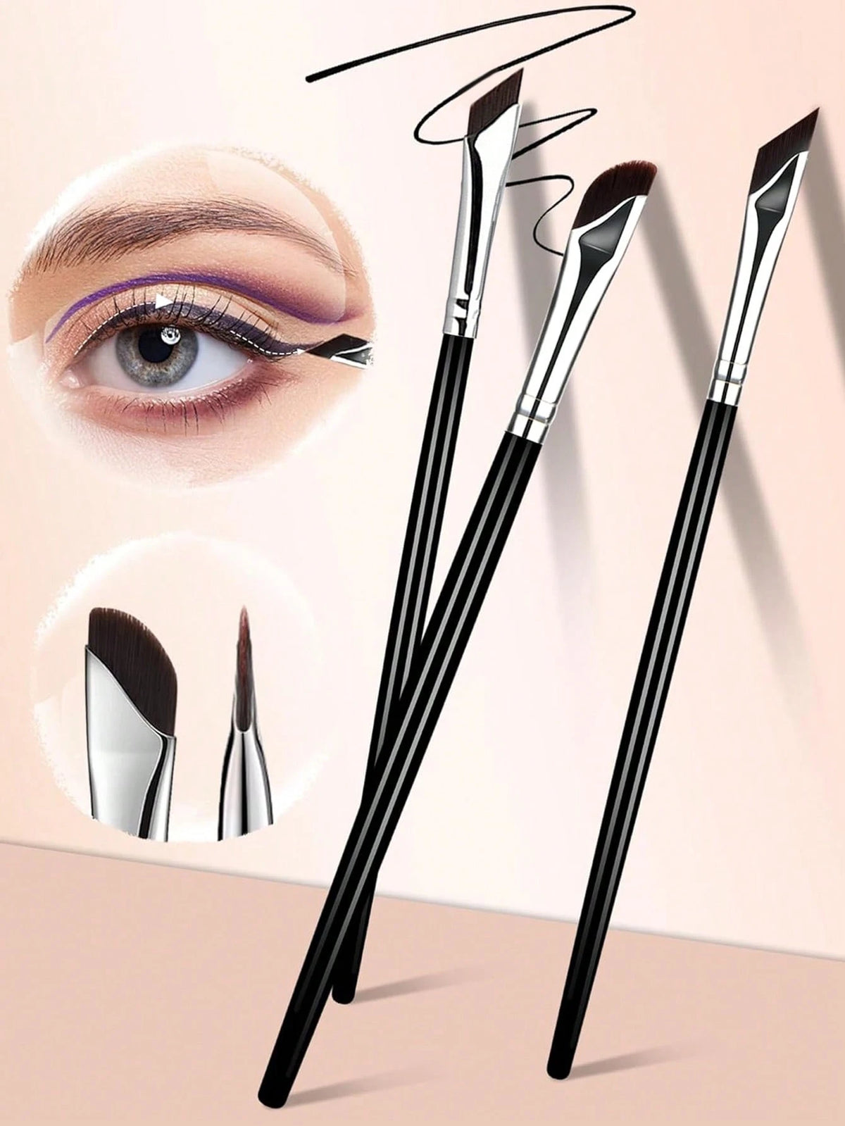 5pcs Precision Eye Makeup Brushes Including Scythe Shaped Eyeliner Brush, Angled Eyeliner Brush, And Eyebrow Brush For Easy And Beautiful Eye Makeup,Eyebrow Brush,Eyeshadow Brush,Spoolie,Spoolie Brush