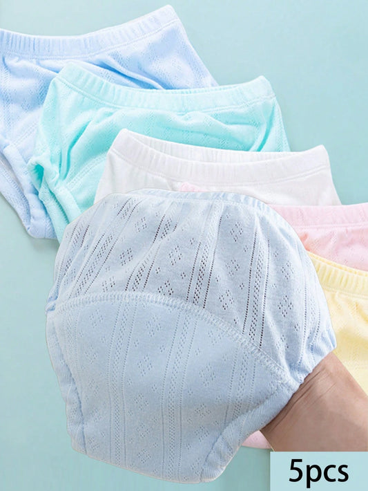 5pcs Reusable Baby Cloth Diapers, Cute Minimalist Design In Multiple Colors Suitable For Boys And Girls, Leak-Proof Breathable Fabric For Potty Training, Ideal For Babies All Year Round (Consider Sizi