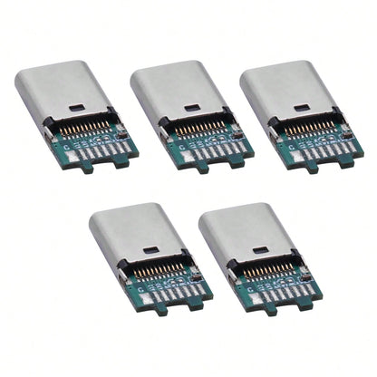 5Pcs USB 3.1 Type-C 24Pin Female Plug Jack PCB USB Connector Board Breakout PCB