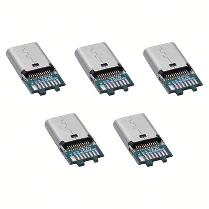 5Pcs USB 3.1 Type-C 24Pin Female Plug Jack PCB USB Connector Board Breakout PCB