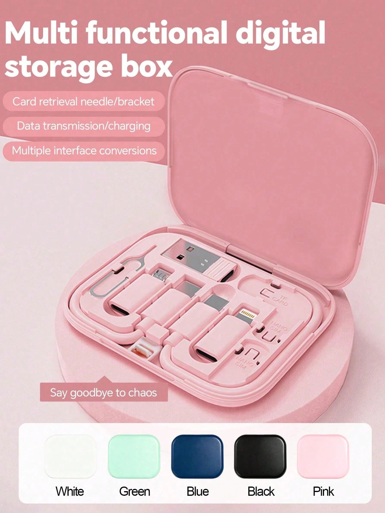 6-In-1 Multi-Function USB Charging Adapter Cable Set, Data Cable Set And Storage Box, Silicone USB Type-C To Lightning Charging Cable, Data Cable Set, Support Data Transfer And Card Storage, Includes