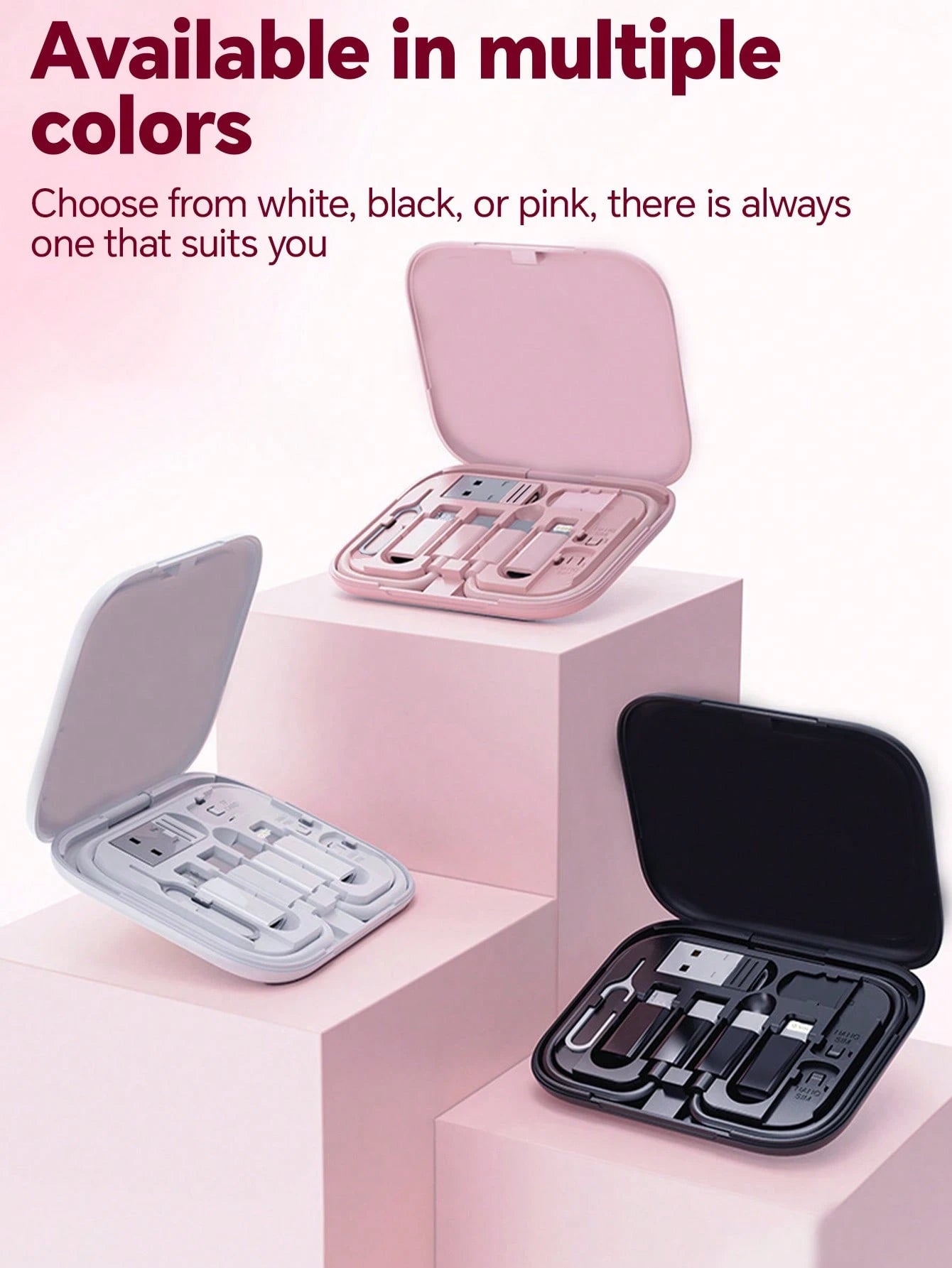 6-In-1 Multi-Function USB Charging Adapter Cable Set, Data Cable Set And Storage Box, Silicone USB Type-C To Lightning Charging Cable, Data Cable Set, Support Data Transfer And Card Storage, Includes