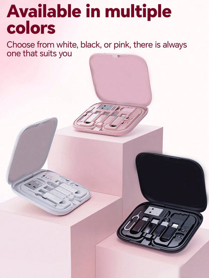 6-In-1 Multi-Function USB Charging Adapter Cable Set, Data Cable Set And Storage Box, Silicone USB Type-C To Lightning Charging Cable, Data Cable Set, Support Data Transfer And Card Storage, Includes