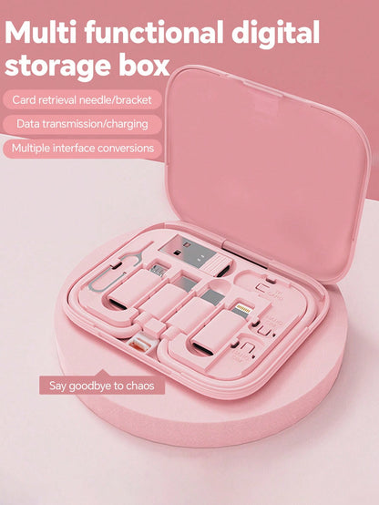 6-In-1 Multi-Function USB Charging Adapter Cable Set, Data Cable Set And Storage Box, Silicone USB Type-C To Lightning Charging Cable, Data Cable Set, Support Data Transfer And Card Storage, Includes