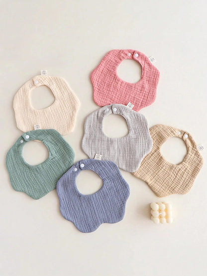 6-Layer Solid Color Flower Petal Baby Bib, Newborn Infant Saliva Towel, Class A Baby Bibs