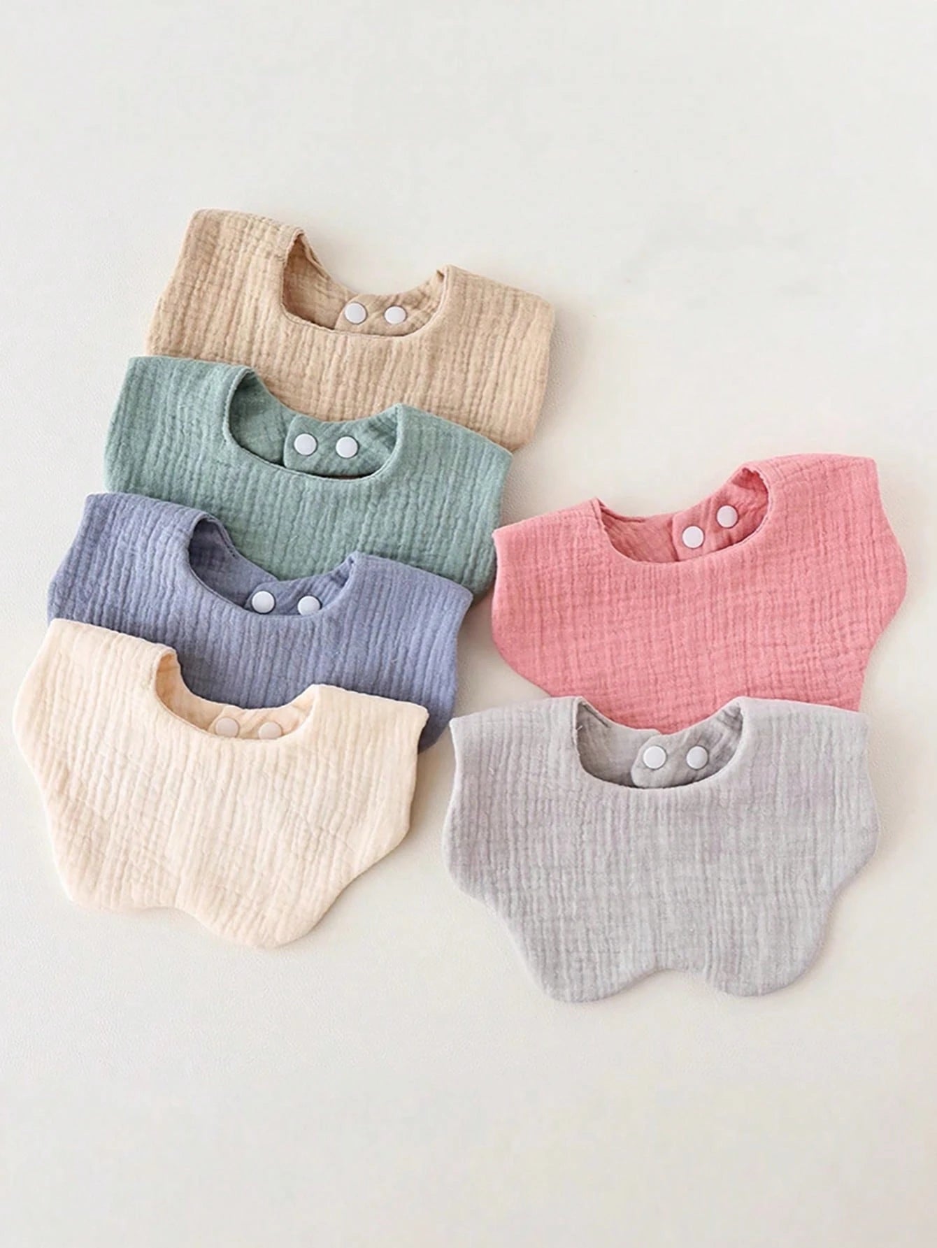 6-Layer Solid Color Flower Petal Baby Bib, Newborn Infant Saliva Towel, Class A Baby Bibs