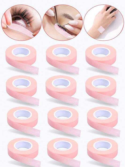 6 Rolls Breathable Eyelash Tape- Suitable For Eyelash Extensions| Microporous Fabric Tape And Non-Woven Makeup Tools| Multi-Purpose Self-Adhesive Tape| Pink Eyelash Tape| Eyelash Extension, Eyesh