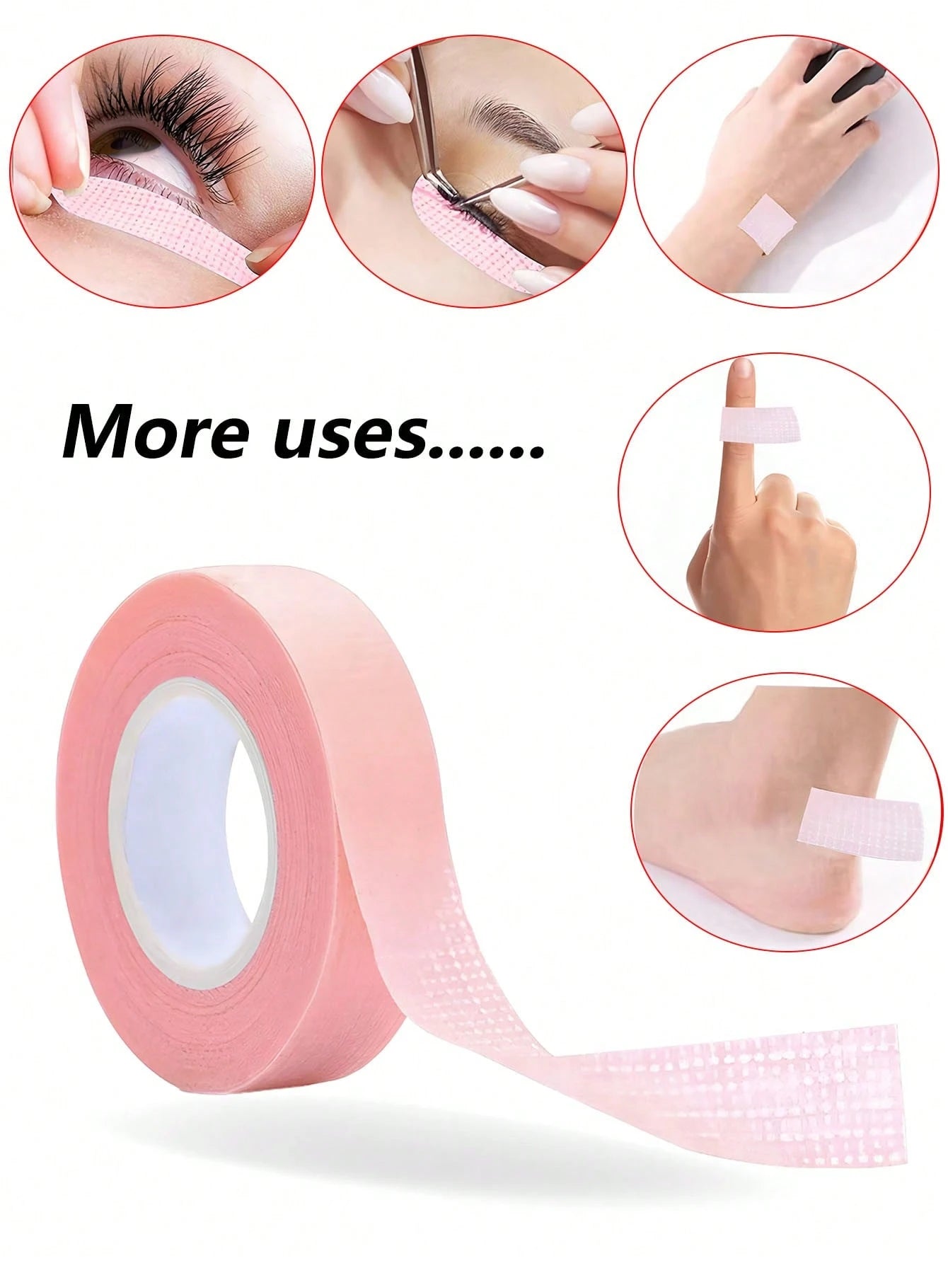 6 Rolls Breathable Eyelash Tape- Suitable For Eyelash Extensions| Microporous Fabric Tape And Non-Woven Makeup Tools| Multi-Purpose Self-Adhesive Tape| Pink Eyelash Tape| Eyelash Extension, Eyesh