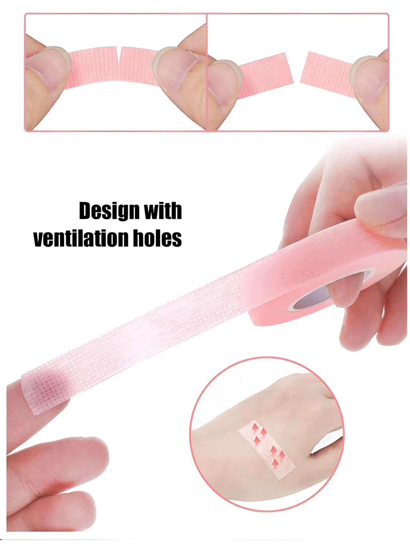 6 Rolls Breathable Eyelash Tape- Suitable For Eyelash Extensions| Microporous Fabric Tape And Non-Woven Makeup Tools| Multi-Purpose Self-Adhesive Tape| Pink Eyelash Tape| Eyelash Extension, Eyesh